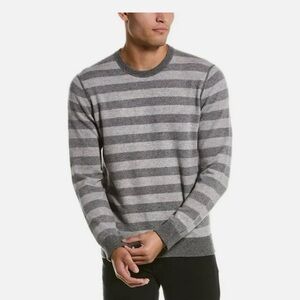 Vince Birdseye Cashmere Blend Sweater Mens Medium Gray Stripe Crewneck Pullover